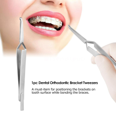 Dental Direct Bracket Holder Orthodontic Bonding Serrated Instruments Tweezers 14cm