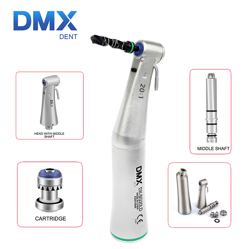 DMX Dent DX-SG20LD Dental Fiber Optic LED Implant 20:1 Reduction Contra Angle Handpiece Low Speed NSK Type