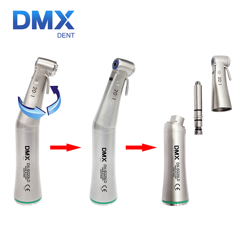 DMX Dent DX-SG20LD Dental Fiber Optic LED Implant 20:1 Reduction Contra Angle Handpiece Low Speed NSK Type