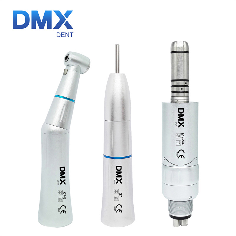 DMXDENT Dental Slow Low Speed Handpieces Air Motor Straight Nose Contra Angle Kit Set