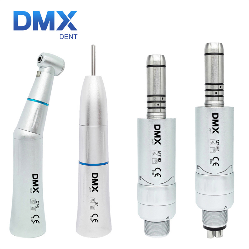 DMXDENT Dental Slow Low Speed Handpieces Air Motor Straight Nose Contra Angle Kit Set