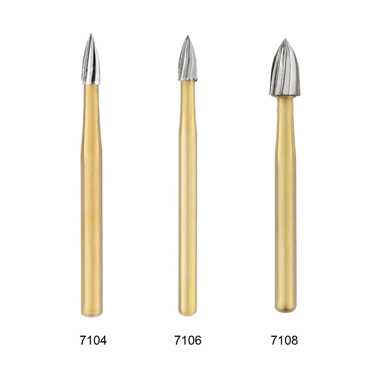 Dental FG7104 / FG7106 / FG7108 Carbide Burs Flame Shape For High Speed Handpiece