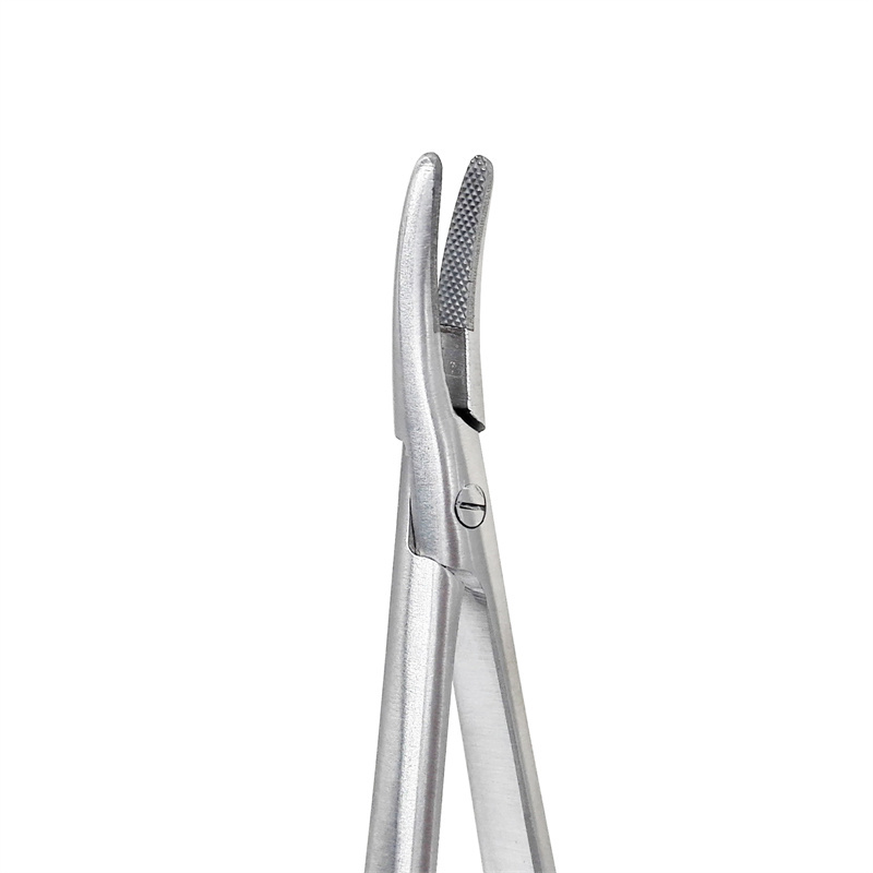 Dental Curved Forceps Needle Surgical Holder Bend Instruments Gold-Plated 16CM