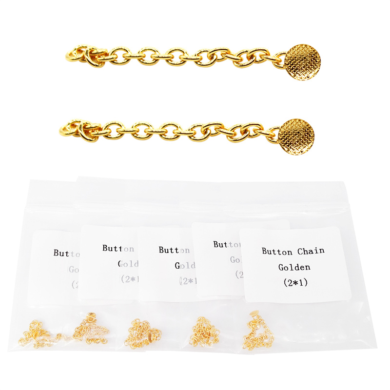 10pcs Dental Orthodontic Traction Chain – Gold Round Mesh Base Lingual Buttons