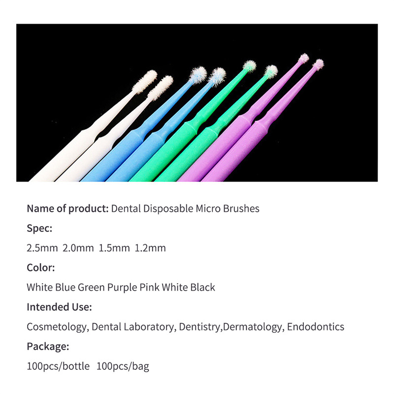 Dental Micro Applicator Single End Brushes Disposable Bendable Mascara Wand 1.2mm/1.5mm/2.0mm/2.5mm