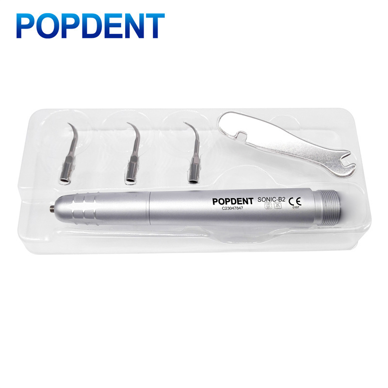 POPDENT Dental Ultrasonic Air Perio Scaler Handpiece Hygienist 2 & 4-Hole 3 Tips