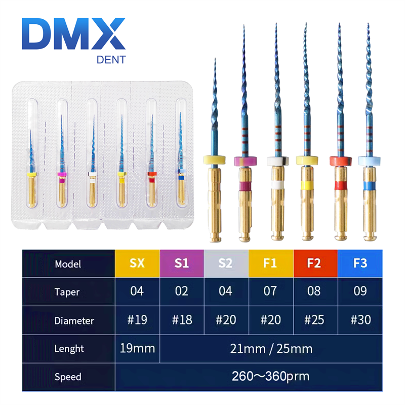 DMXDENT Blue Dental Heat Activated Niti Endodontic Root Canal Files Mixed 21mm/25MM