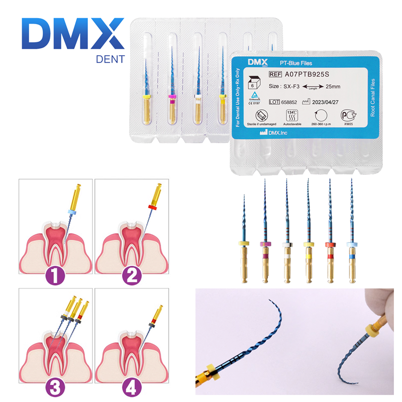 DMXDENT Blue Dental Heat Activated Niti Endodontic Root Canal Files Mixed 21mm/25MM