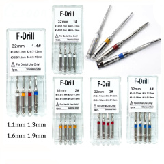 4Pcs /PK Dental Endo Root Canal Fiber Post Drills Stainless Steel 1.1/1.3/1.6/1.9mm