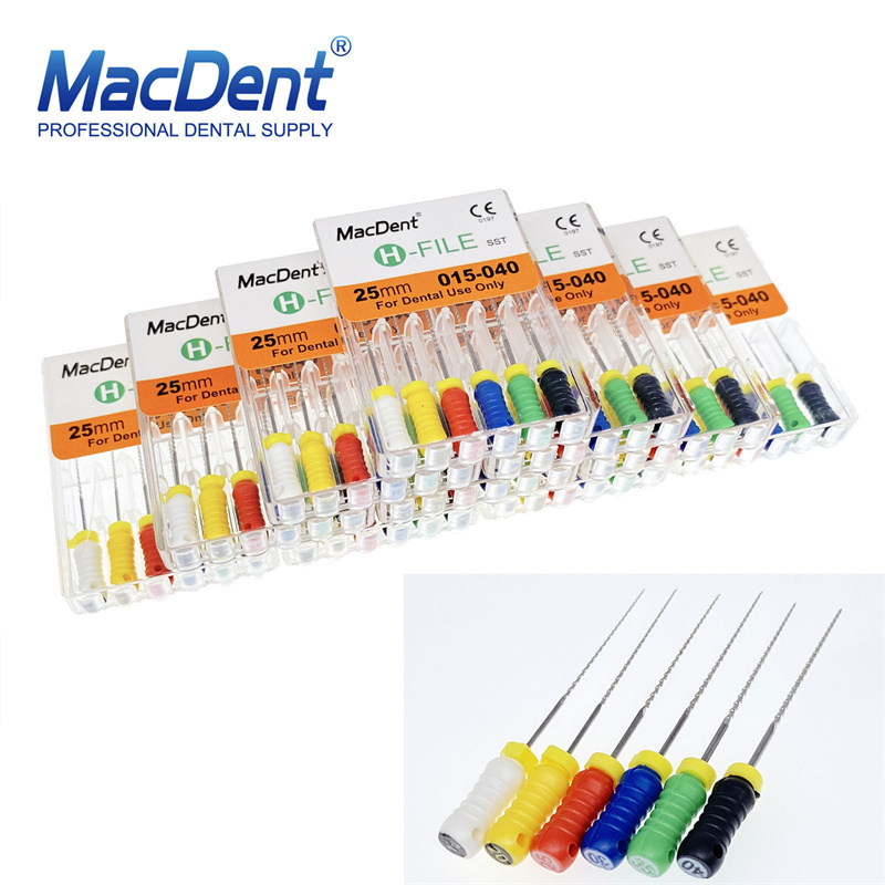 MACDENT Dental Stainless Steel H-File 21mm/25mm/31mm Endodontic Root Canal Hand Use Files