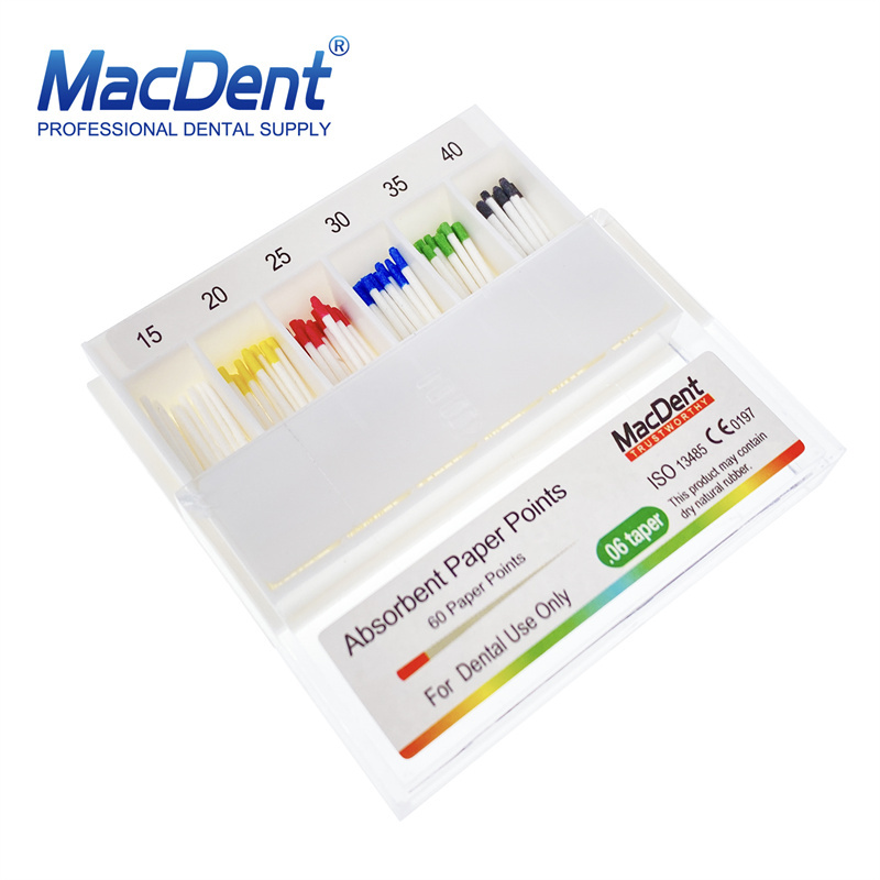 MacDent 0.06 Taper Dental Endodontic Absorbent Paper Points Tips 60pcs/pack