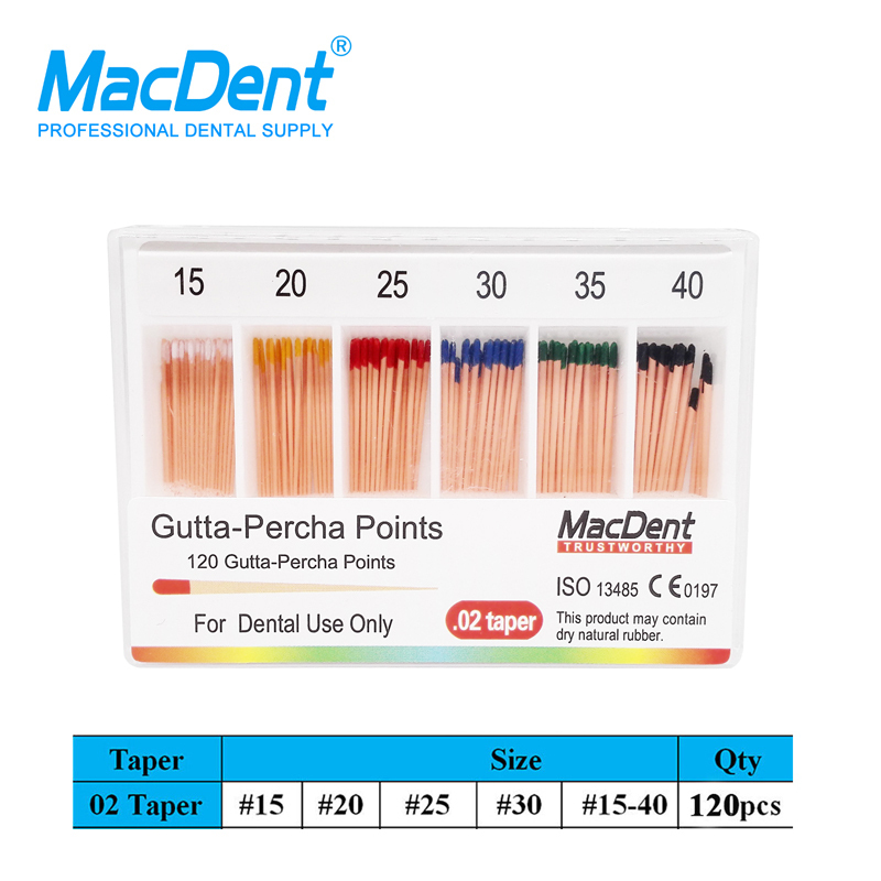 MacDent Dental Taper Dental Gutta Percha Points .02 (120pcs/pack)