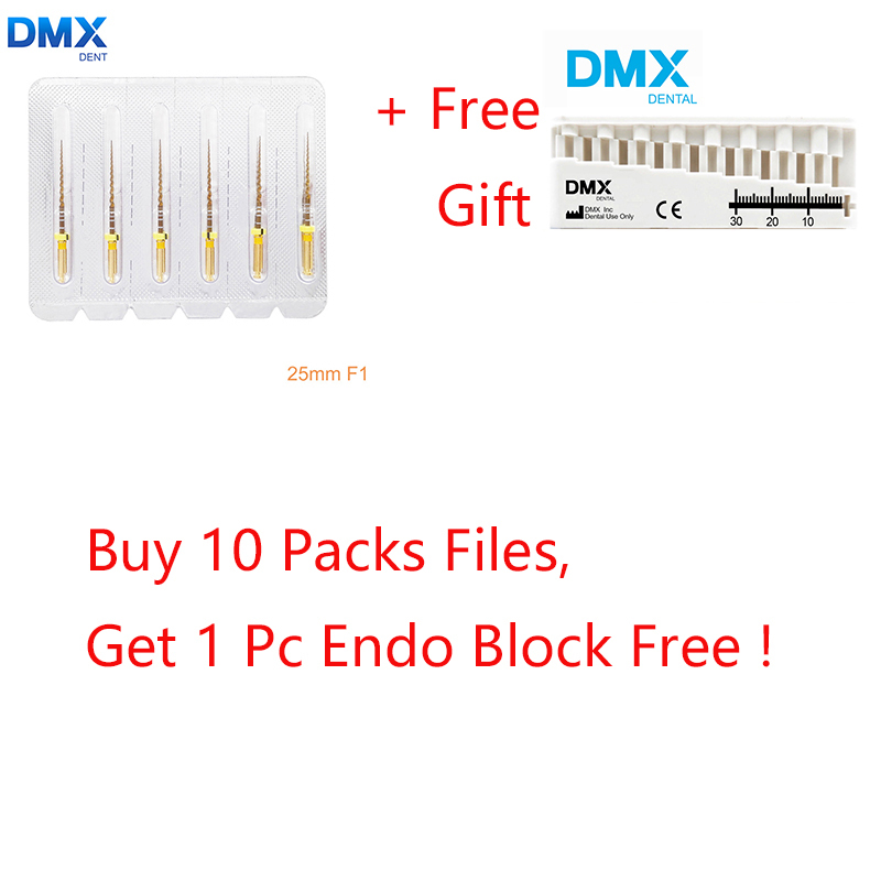 DMXDENT Dental Endodontic NITI Endo Rotary Files PT-Gold Taper Engine Use + Free Gift