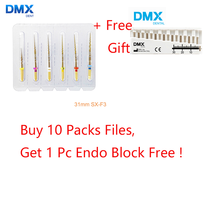 DMXDENT Dental Endodontic NITI Endo Rotary Files PT-Gold Taper Engine Use + Free Gift