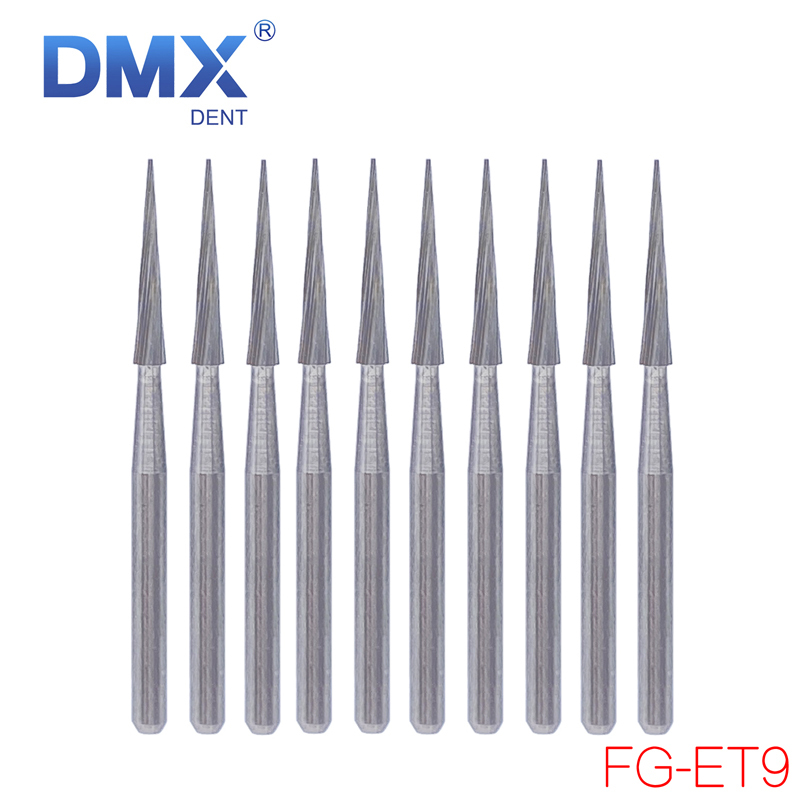 Dental Tungsten Carbide Burs Trimming & Finishing Safe End Taper FG ET6 ET9 10pcs