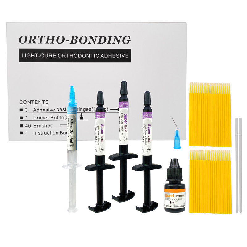 Dental Orthodontic Bonding Bracket Light Cure Adhesive Kit Resin Paste Syringe