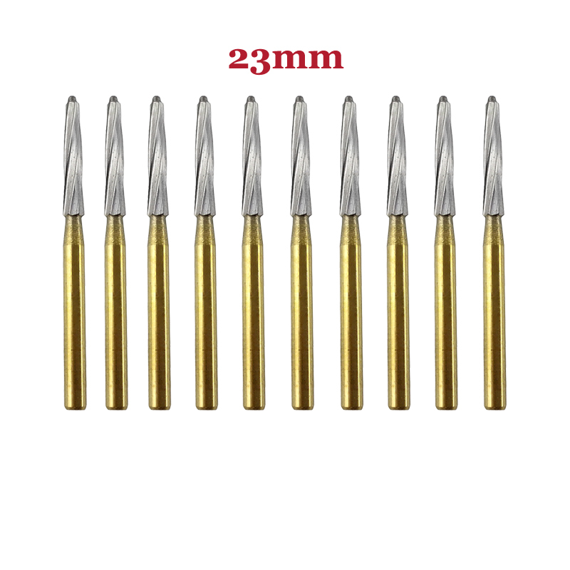 Endo-Z Dental Endodontic Tungsten Steel /  Gold-Plated Carbide Burs For High Speed Handpiece 23mm / 25mm / 28mm