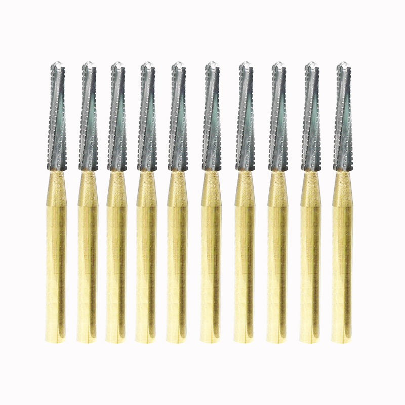 FG856-016 Dental Ultra Ideal Gold-Plated Burs For Crown Preparation For High Speed Handpiece 10pcs