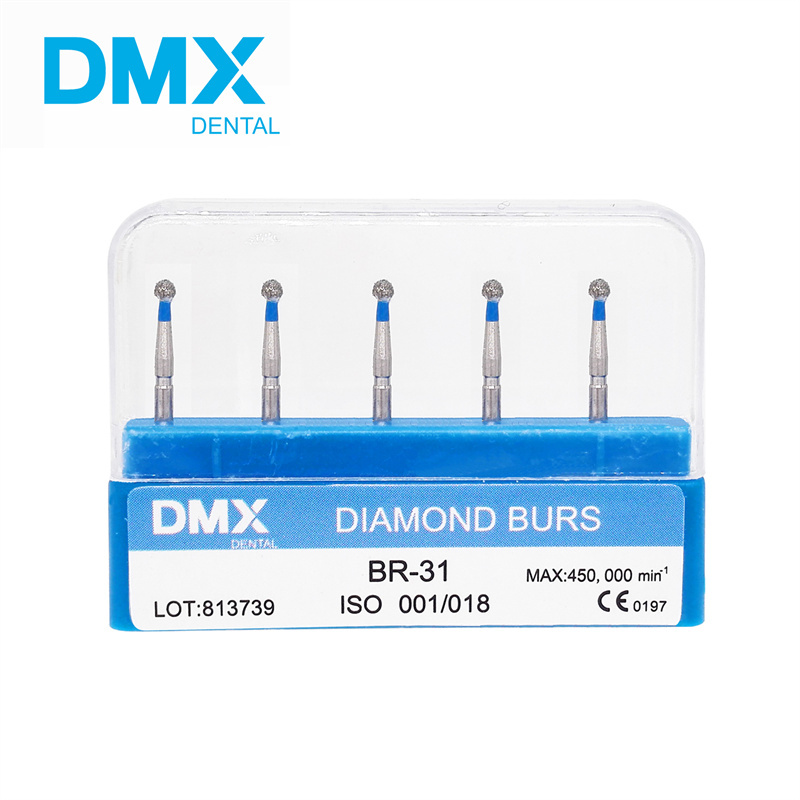 DMXDENT Diamond BR-31 Burs BR Ball Round Dental FG 1.6mm Bur For High Speed Handpiece