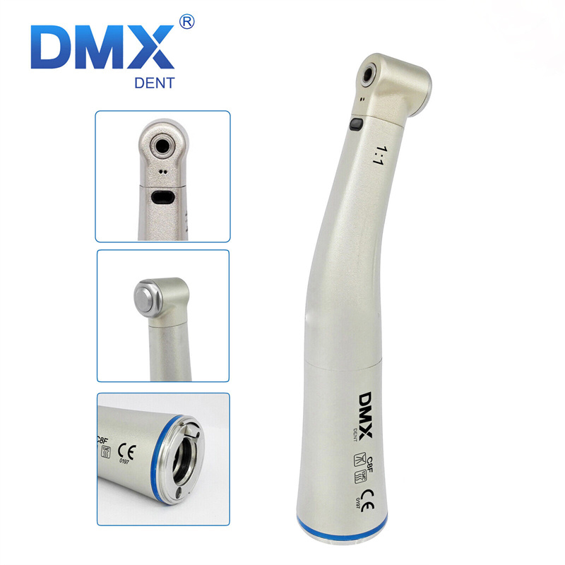 DMXDENT C8F Dental Fiber Optic LED 1:1 Contra Angle Low Speed Handpiece Fit NSK