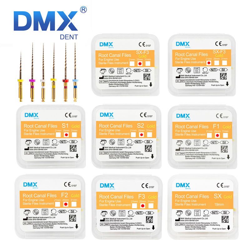 DMXDENT Dental Root Canal Gold Taper NITI Files Endodontic Rotary