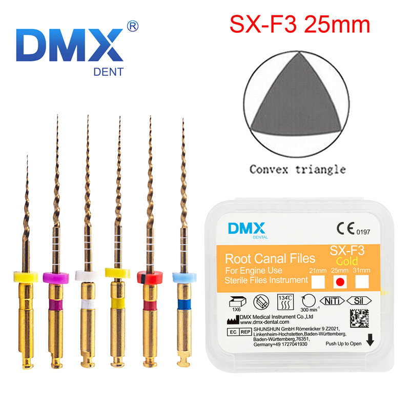 DMXDENT Dental Root Canal Gold Taper NITI Files Endodontic Rotary