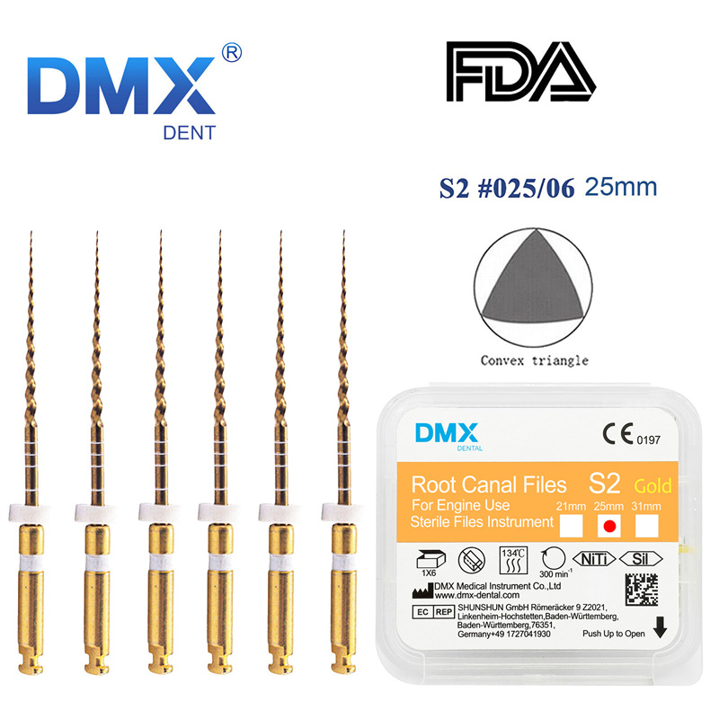 DMXDENT Dental Root Canal Gold Taper NITI Files Endodontic Rotary