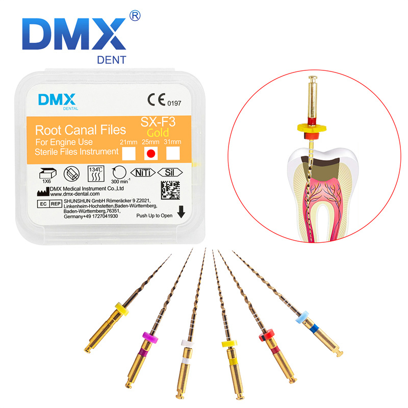 DMXDENT Dental Root Canal Gold Taper NITI Files Endodontic Rotary