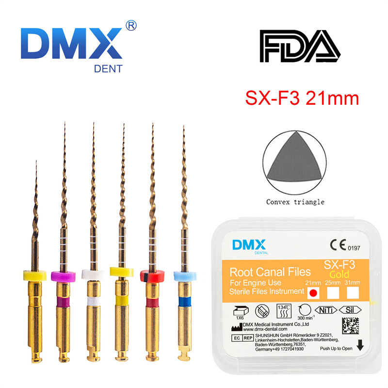 DMXDENT Dental Root Canal Gold Taper NITI Files Endodontic Rotary