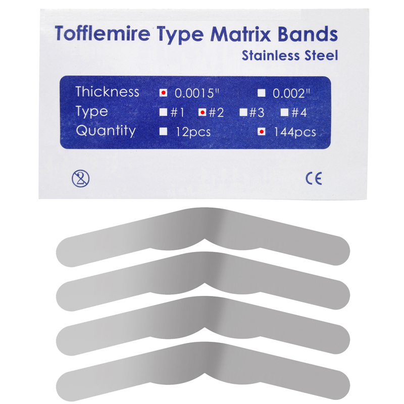 thumbnail image 2 of Easyinsmile 144-Pack Stainless Steel Tofflemire Matrix Bands - 0.04mm Universal - Autoclavable Dental Lab 2 of 5