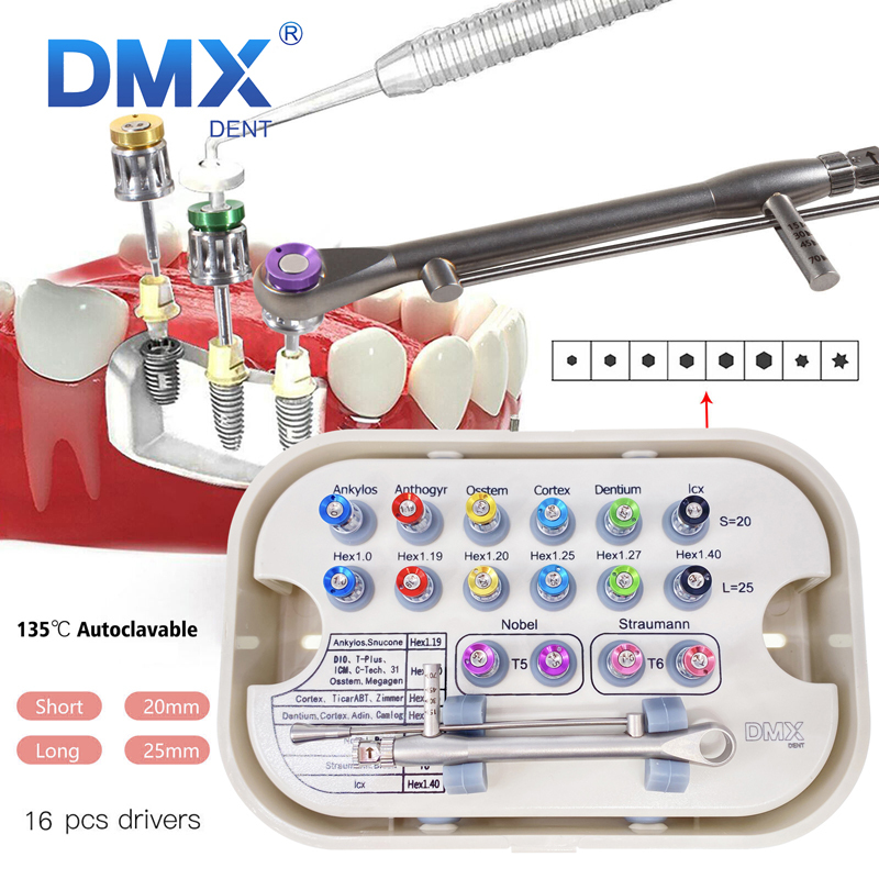 DMXDENT Dental Torque Wrench Screw Drivers Remover Universal Implant Prosthetic Ki