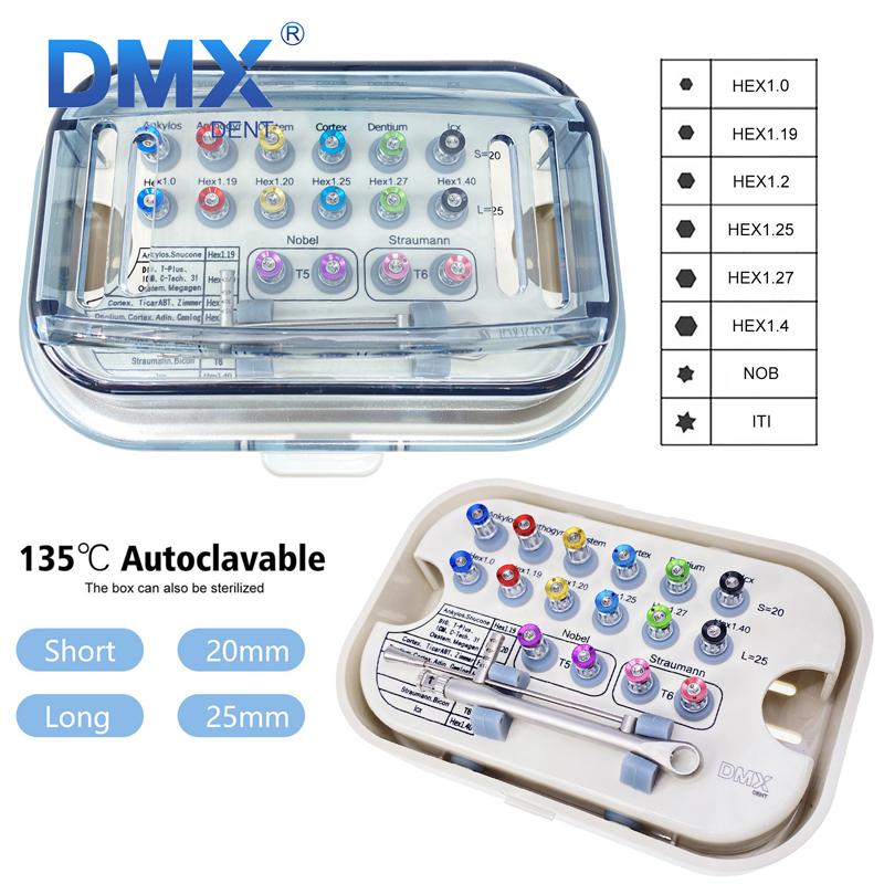 DMXDENT Dental Torque Wrench Screw Drivers Remover Universal Implant Prosthetic Ki