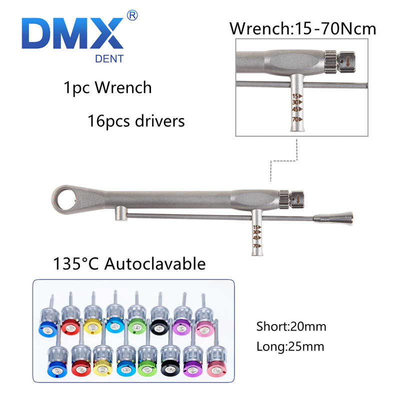 DMXDENT Dental Torque Wrench Screw Drivers Remover Universal Implant Prosthetic Ki