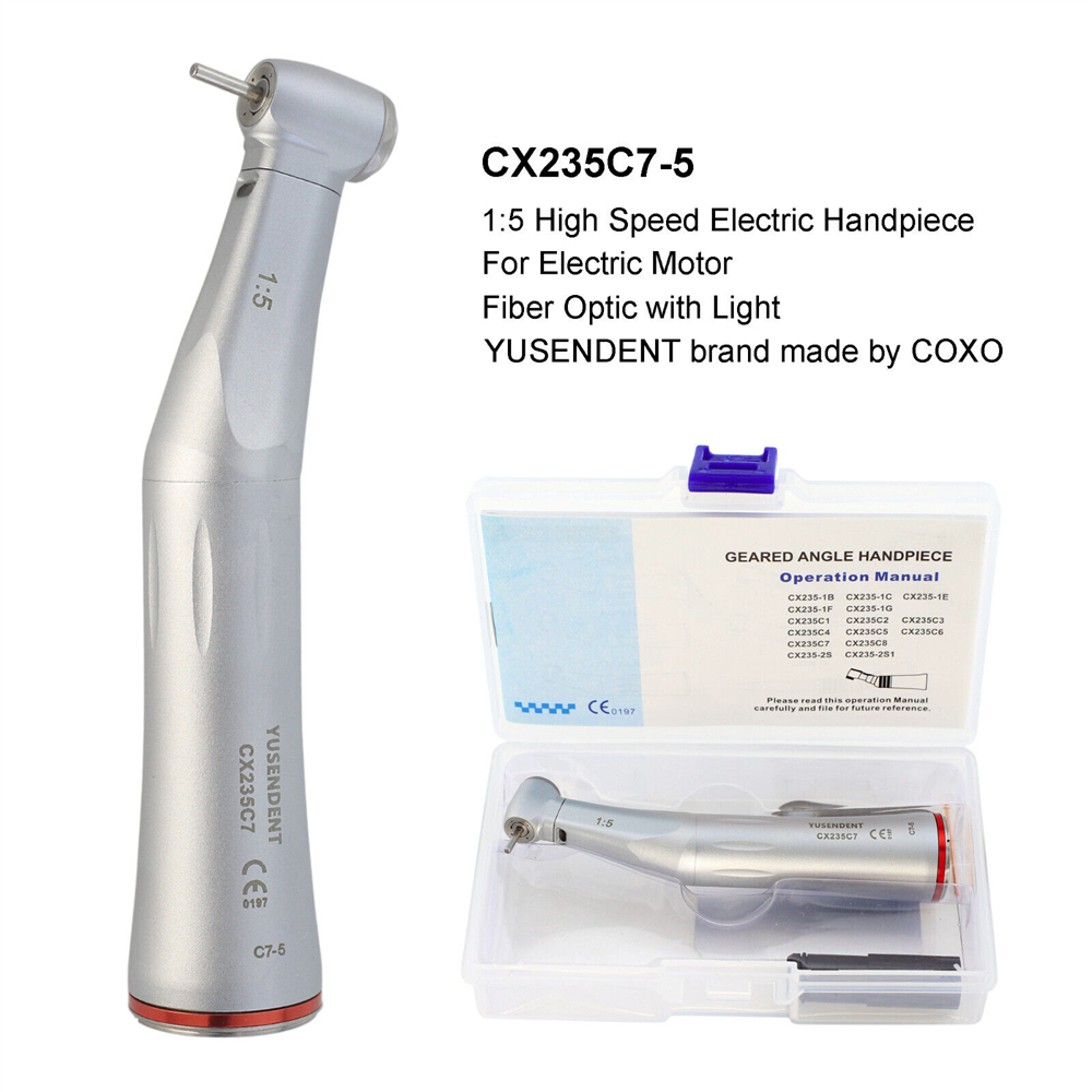 COXO YUSENDENT Dental Electric Handpiece 1:5 Contra Angle Fiber Optic C7-4/C7-5