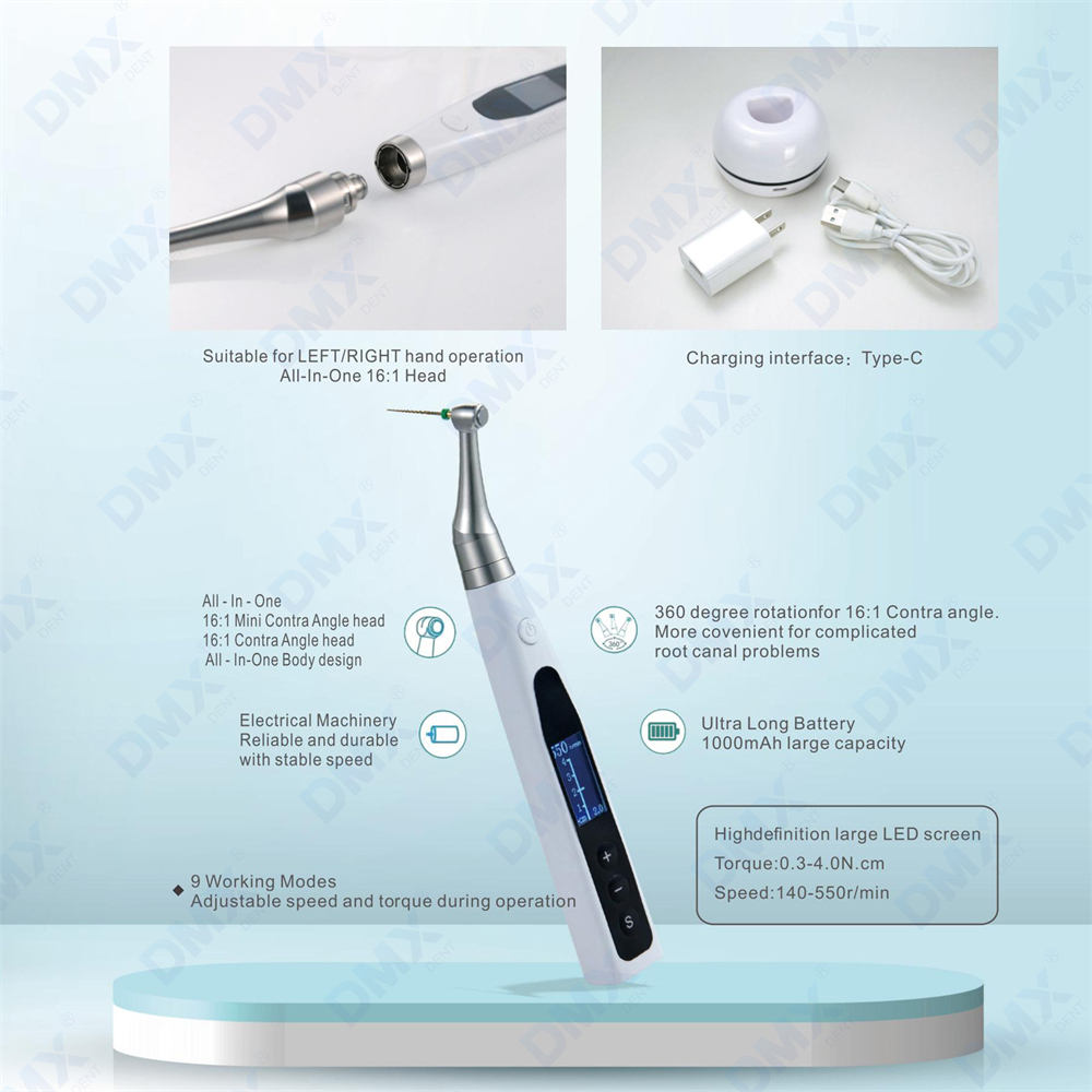 Dental Wireless Endo Motor 16:1 Contra Angle Endodontic Root Canal Treatment