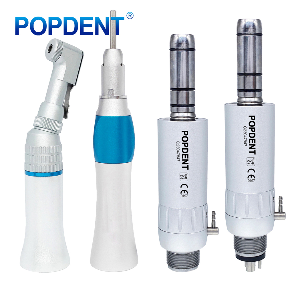 POPDENT Dental Low Speed Handpiece Straight Contra Angle Air Motor Kit 2/4Holes