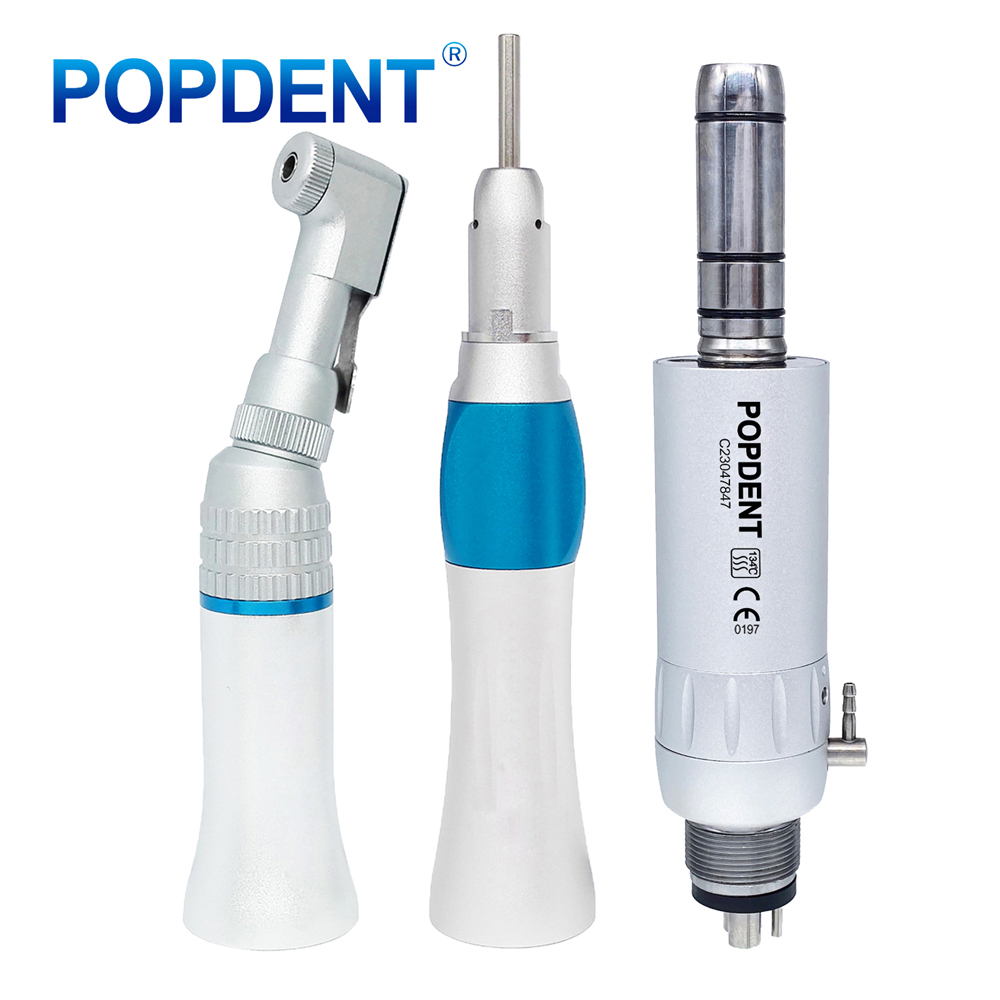 POPDENT Dental Low Speed Handpiece Straight Contra Angle Air Motor Kit 2/4Holes