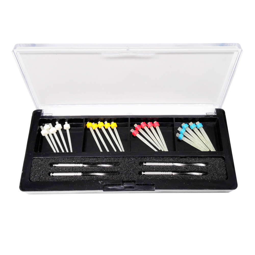20Pcs Dental Fiber Post Endo Quartz Screw Resin Post & 4 Drills