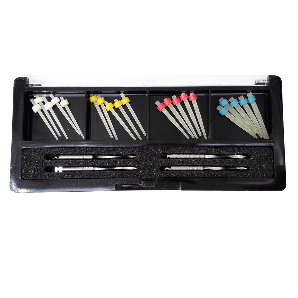 20Pcs Dental Fiber Post Endo Quartz Screw Resin Post & 4 Drills