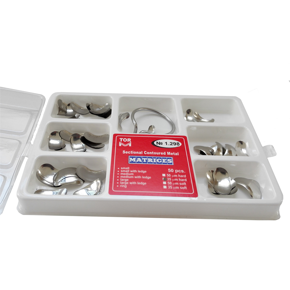 Set of Dental Metal Sectional Matrices Matrix 1.298 - 50 PCS + Ring
