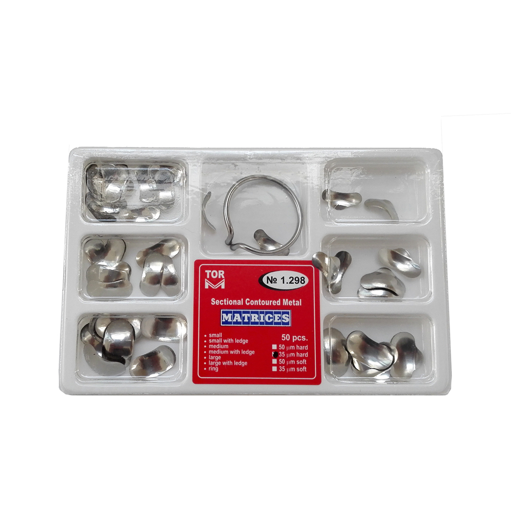 Set of Dental Metal Sectional Matrices Matrix 1.298 - 50 PCS + Ring