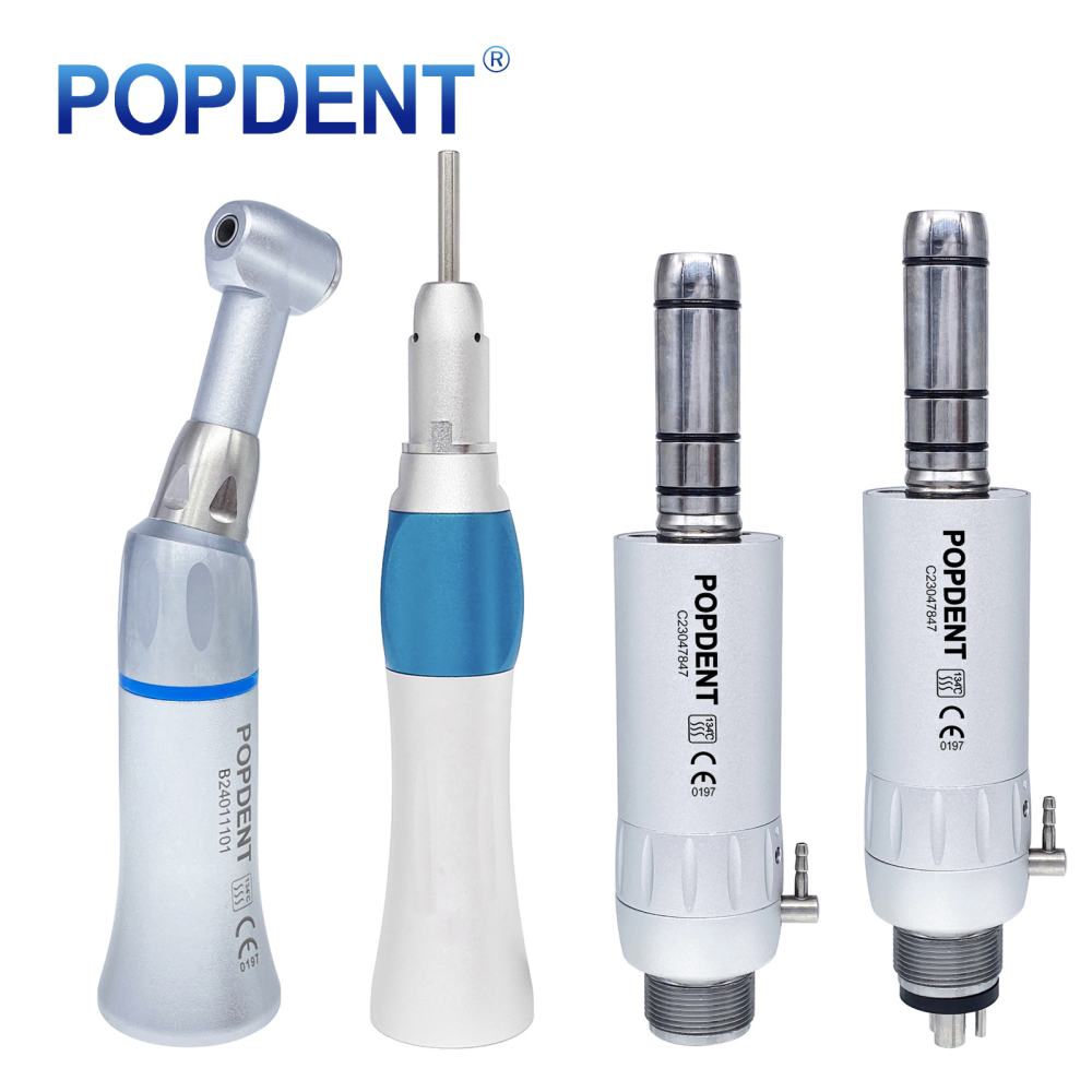 POPDENT Dental Low Speed Handpiece Straight Contra Angle Air Motor Kit 2/4Holes
