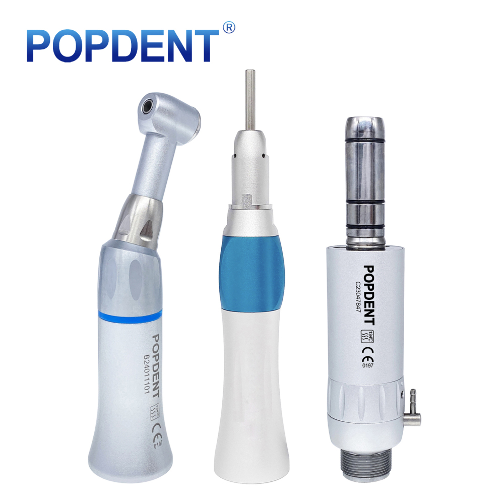 POPDENT Dental Low Speed Handpiece Straight Contra Angle Air Motor Kit 2/4Holes