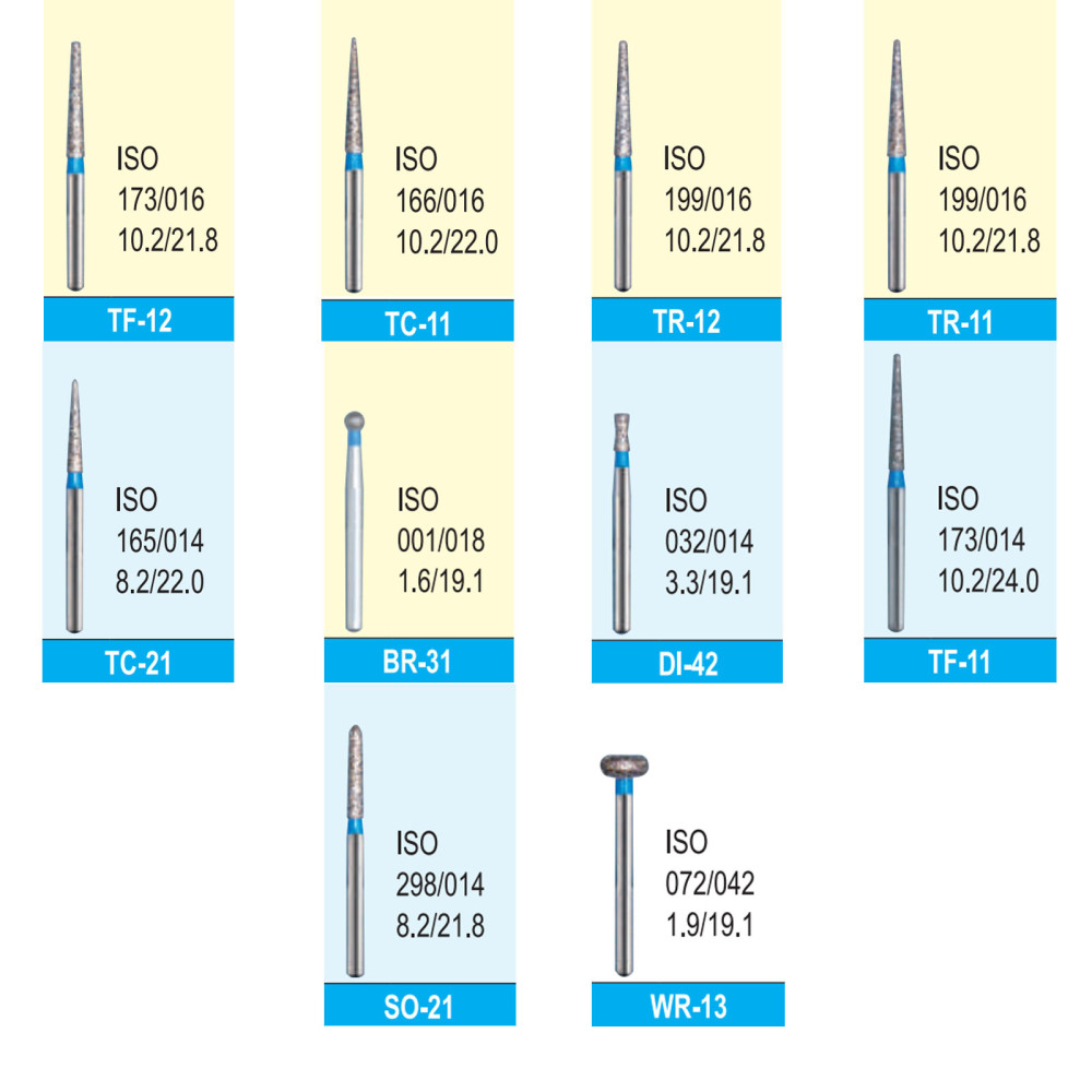 30Pcs Dental Diamond Burs For High Speed Handpiece Friction Grip 1.6mm