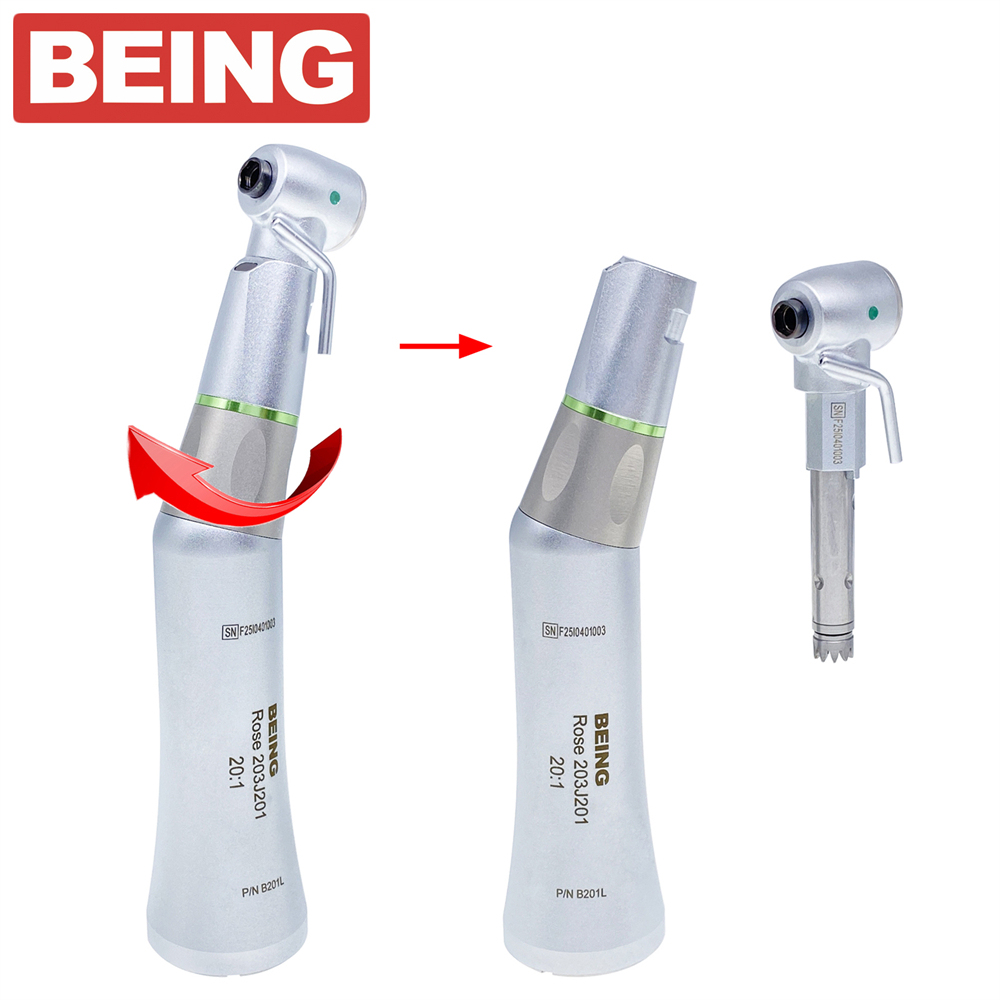BEING 20:1 Dental Fiber Optic Contra Angle Low Speed Implant Handpiece