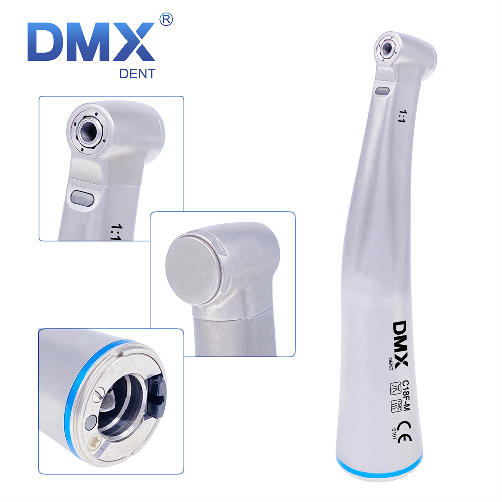 DMXDENT C18-M/C18F-M/C18F-IR5M Dental 1:1 / 1:5 Fiber Optic Contra Angle Handpiece