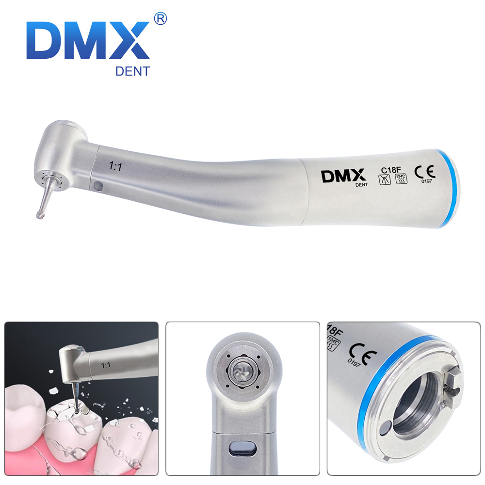 DMXDENT C18F/C18F-M Dental 1:1 Fiber Optic Contra Angle Handpiece 4 Water Spray