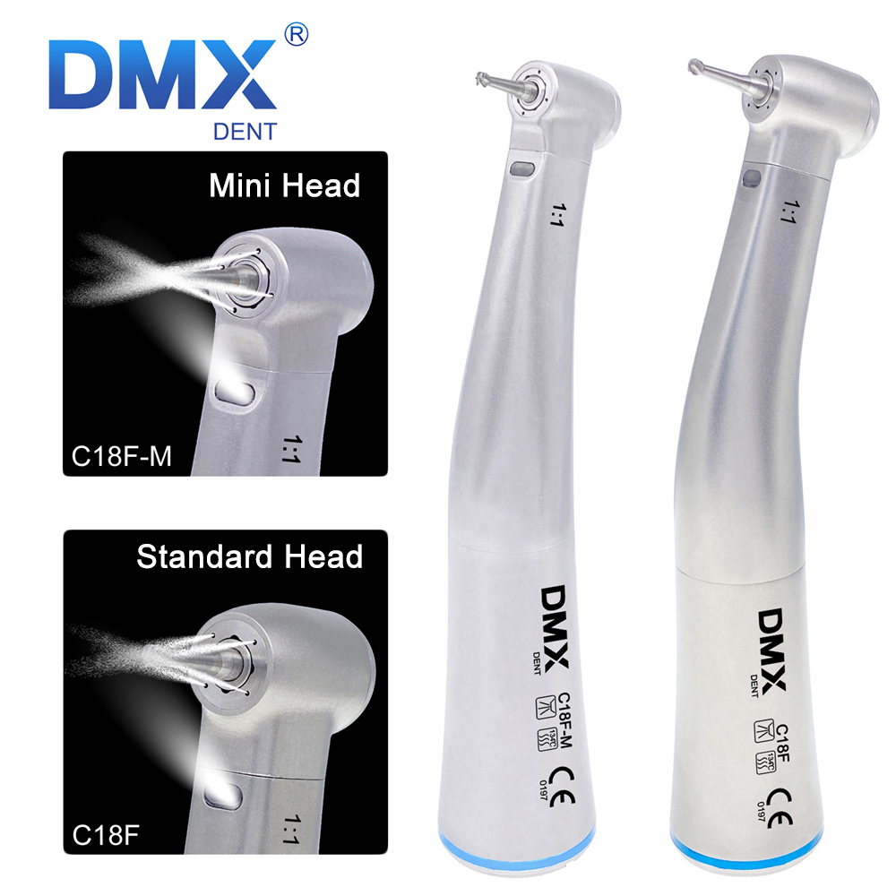 DMXDENT C18F/C18F-M Dental 1:1 Fiber Optic Contra Angle Handpiece 4 Water Spray