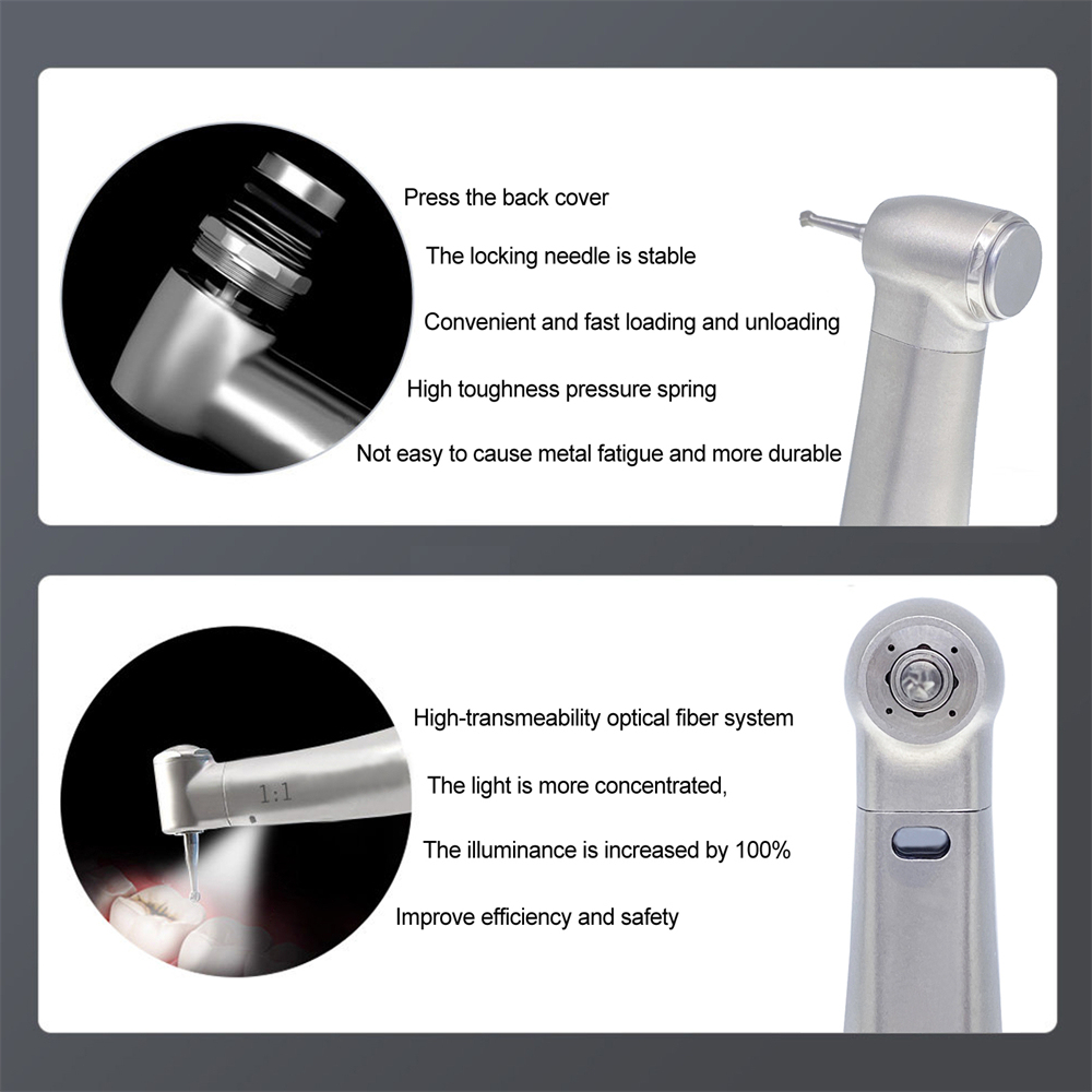 DMXDENT C18F/C18F-M Dental 1:1 Fiber Optic Contra Angle Handpiece 4 Water Spray