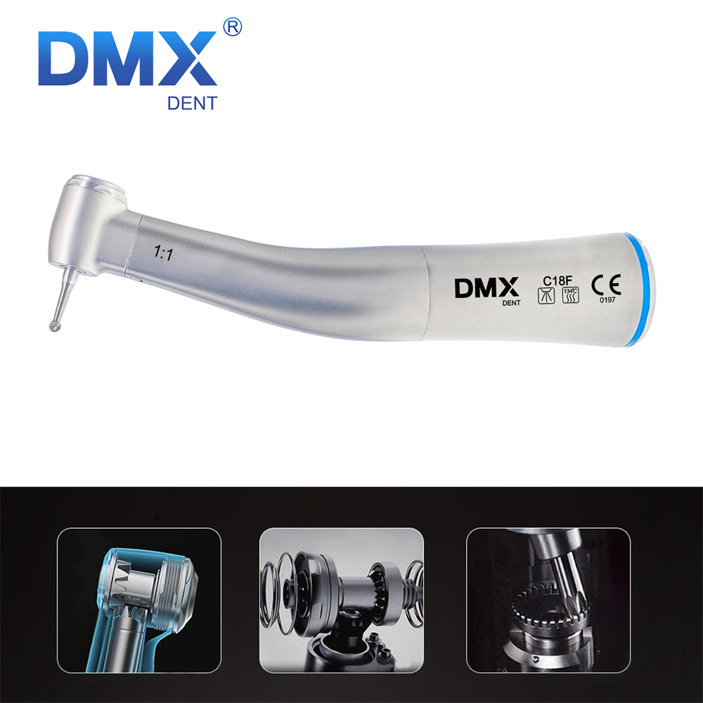 DMXDENT C18F/C18F-M Dental 1:1 Fiber Optic Contra Angle Handpiece 4 Water Spray